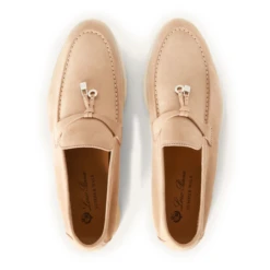 Loro Piana Summer Charms Walk Suede Goatskin Pink Sand Loafers -Creps Lockers loro piana summer charms walk suede goatskin pink sand loafers fae5444 top