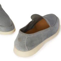 Loro Piana Summer Walk Suede Gull Grey Loafers 12 Loro Piana Summer Walk Suede Gull Grey Loafers -Creps Lockers loro piana summer walk suede gull grey loafers fae8124 heel detail