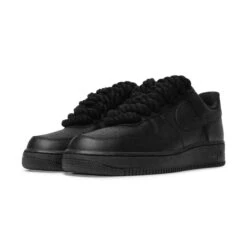 Nike Air Force 1 Low Rope Lace Black (GS) -Creps Lockers nike air force 1 low rope lace black gs 314192 009 front side